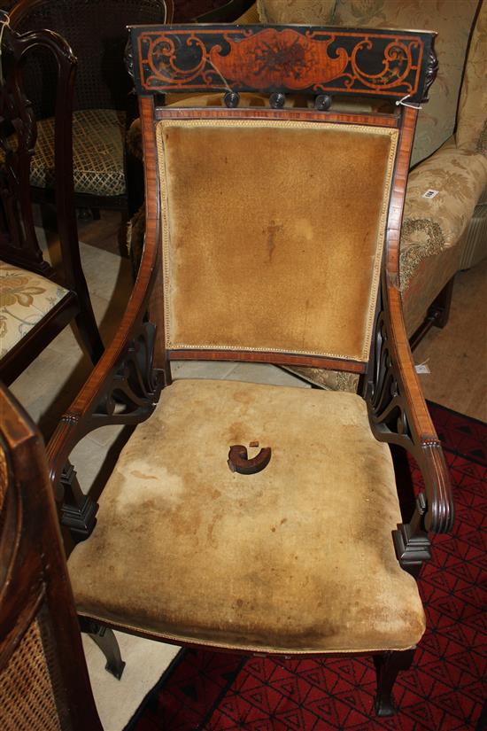 Edwardian decorated elbow chairs armchair